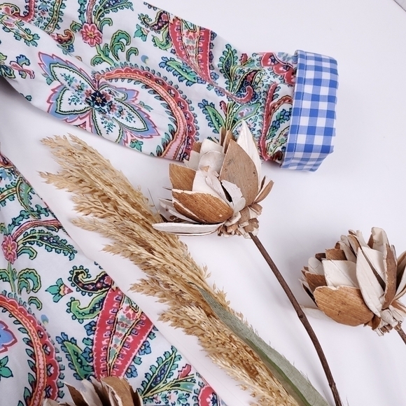 CHAPS White Blue Green Paisley Boho Top M - Picture 8 of 11